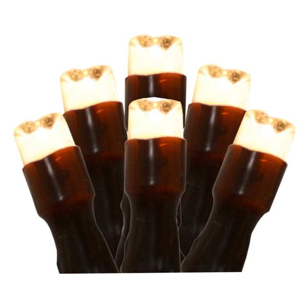 14' 35 Light Brown Wire Warm White Battery Operated LED Miniature String with Timer
