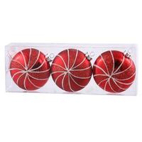 Vickerman 3.75" Red Flat Ball Ornament with Glitter (3 pack)