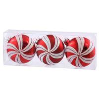 Vickerman 3.75" Candy Cane Flat Ball Ornament (3 pack)