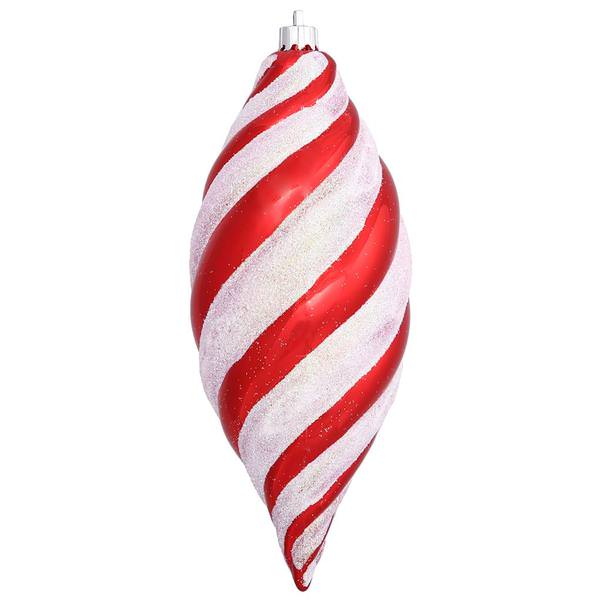 7" Red / White Candy Cane Spiral Drop Ornament
