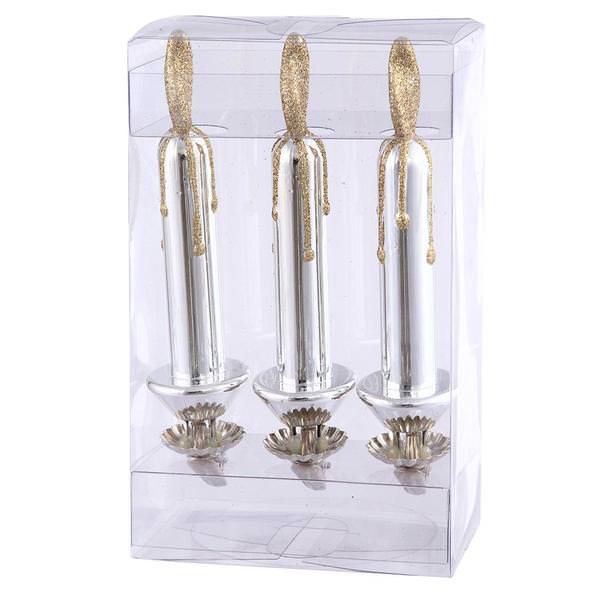 5.3" Silver Candles Ornament (3 pack)