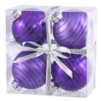 Vickerman 3" Purple Glitter Ball Ornament (4 pack)