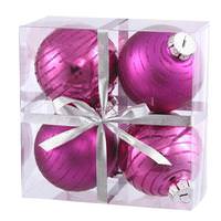 Vickerman 3" Magenta Glitter Ball Ornament (4 pack)