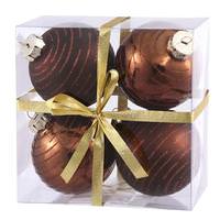 Vickerman 3" Chocolate Glitter Ball Ornament (4 pack)