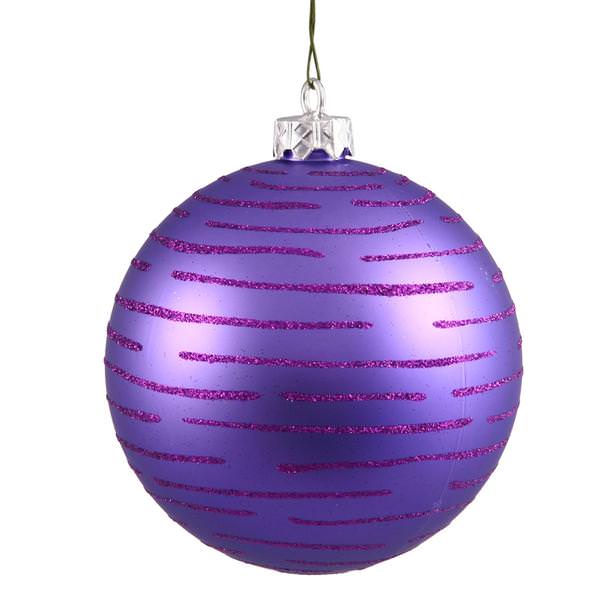 4.75" Purple Glitter Ball Ornament (2 pack)