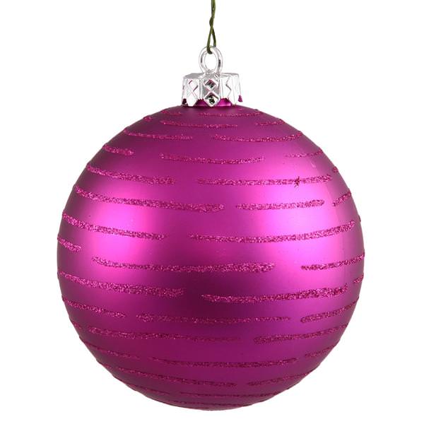 4.75" Magenta Glitter Ball Ornament (2 pack)