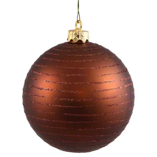 4.75" Mocha Matte Glitter Ball Ornament (2 pack)