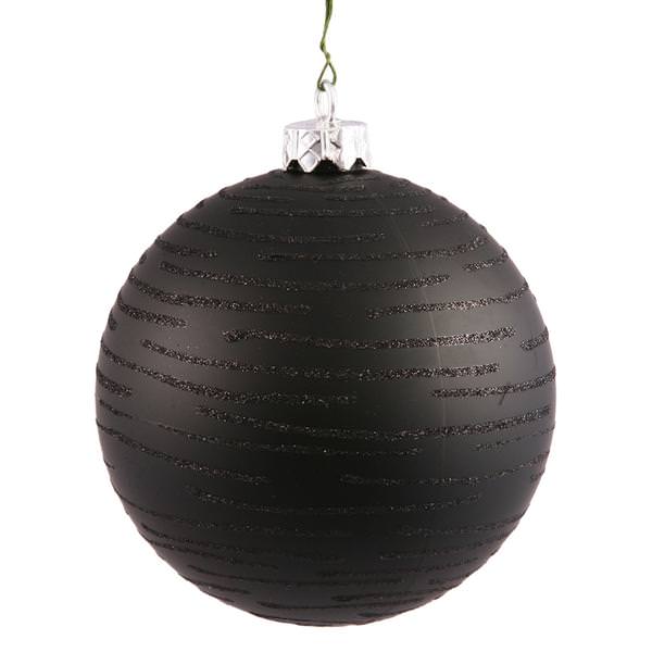 4.75" Black Glitter Ball Ornament (2 pack)
