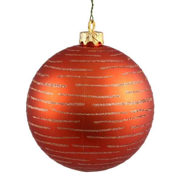 4.75" Burnished Orange Matte Glitter Ball Ornament (2 pack)