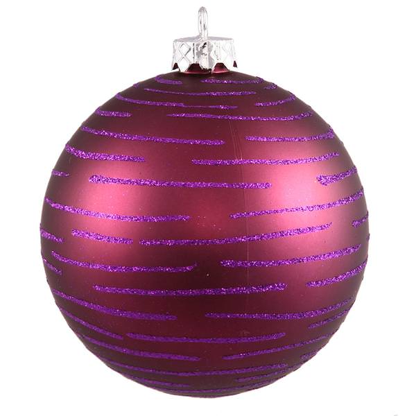 4.75" Plum Matte Glitter Ball Ornament (2 pack)