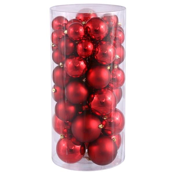 1.5" - 2" Red Shiny Matte Ball Ornament (50 pack)