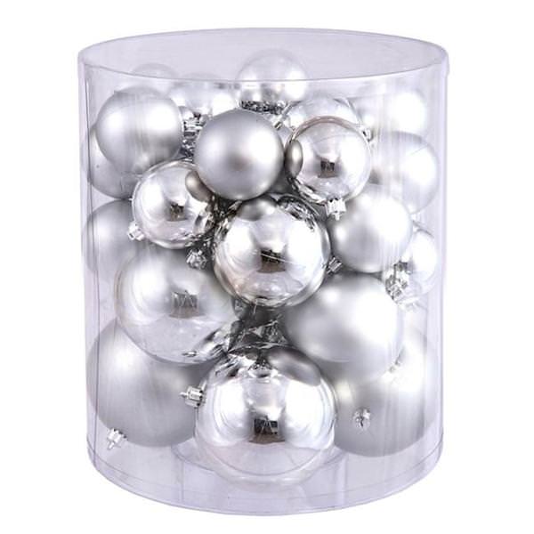 1.5" - 2" Silver Shiny Matte Ball Ornament (50 pack)