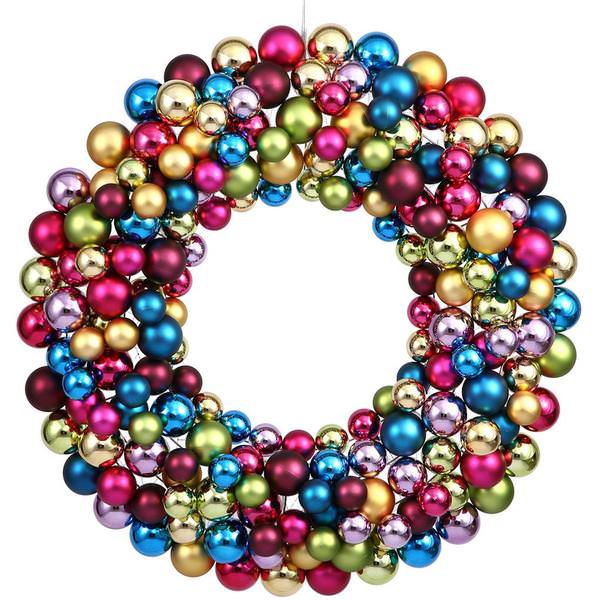 24" Multi Colored Ball Ornament Wreath
