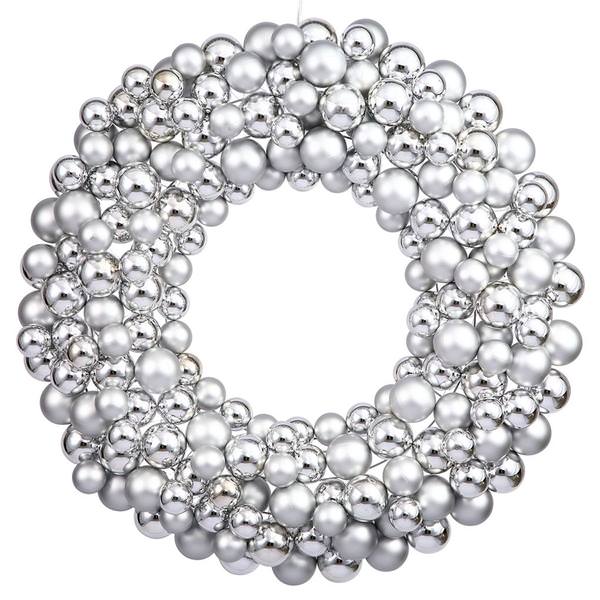 24" Silver Colored Ball Ornament Wreath