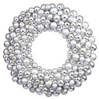 View 24" Silver Colored Ball Ornament Wreath