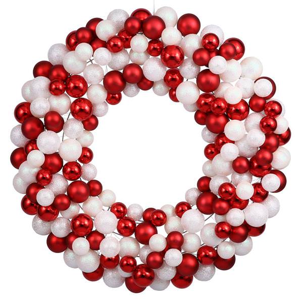 36" Candy Cane Ball Ornament Wreath