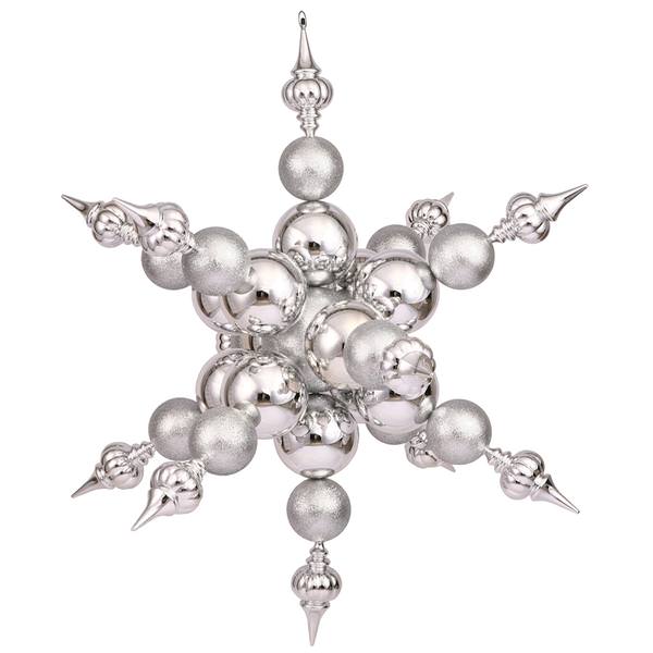 39" Silver Shiny Glitter Radical Snowflake Ornament