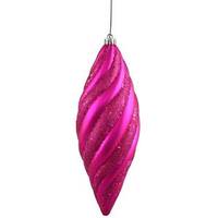 Vickerman 8" Magenta Matte Glitter Spiral Drop Ornament (3 pack)