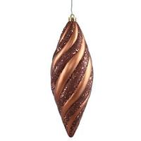 Vickerman 8" Mocha Spiral Matte Glitter Ornament (3 pack)