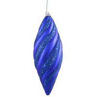 Vickerman 8" Cobalt Matte Glitter Spiral Drop Ornament (3 pack)