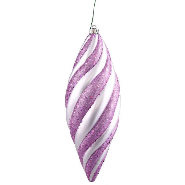 8" Lavender Matte Glitter Spiral Drop Ornament (3 pack)