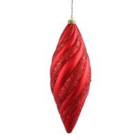 Vickerman 12" Red Matte Glitter Spiral Drop Ornament (3 pack)