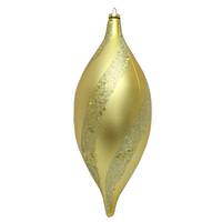 Vickerman 11" Gold Matte Glitter Spiral Drop Ornament