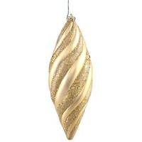 Vickerman 12" Gold Matte Glitter Spiral Drop Ornament (3 pack)