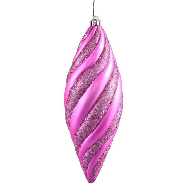 12" Orchid Matte Glitter Spiral Drop Ornament (3 pack)