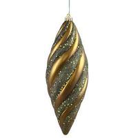 Vickerman 12" Olive Matte Glitter Spiral Drop Ornament (3 pack)