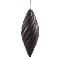 Vickerman 12" Black Matte Glitter Spiral Drop Ornament (3 pack)