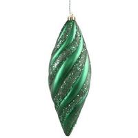 Vickerman 12" Emerald Matte Glitter Spiral Drop Ornament (3 pack)