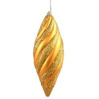 Vickerman 12" Antique Gold Matte Glitter Spiral Drop Ornament (3 pack)
