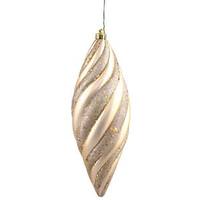 Vickerman 12" Champagne Matte Glitter Spiral Drop Ornament (3 pack)