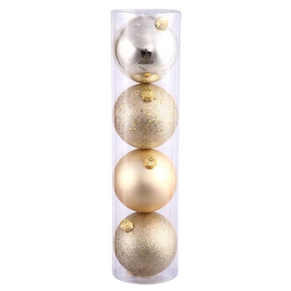 3" Champagne Shiny Matte Glitter Sequin Ball Ornament (16 pack)