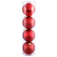 View 4.75" Red 4 Finish Ball Ornament (4 pack)