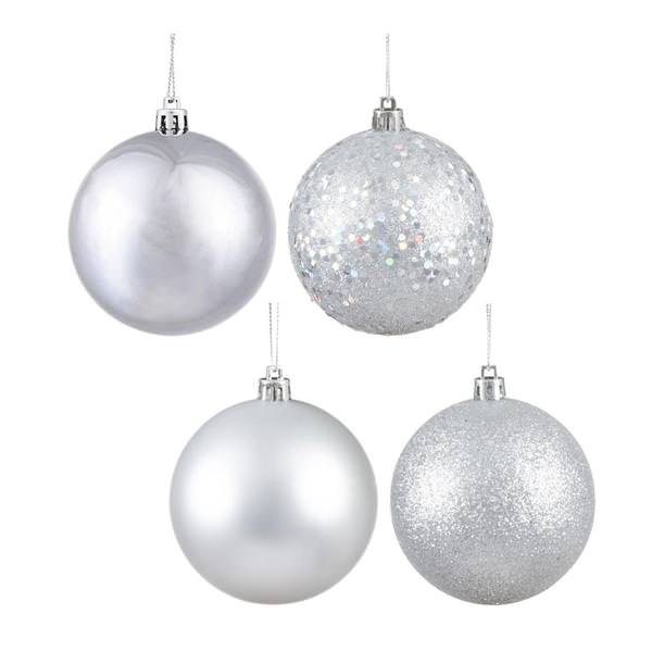 4.75" Silver 4 Finish Ball Ornament (4 pack)