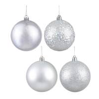 View 4.75" Silver 4 Finish Ball Ornament (4 pack)