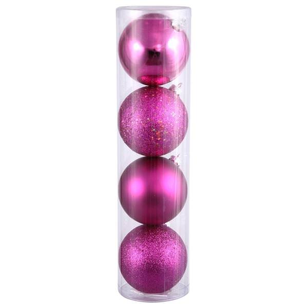 4.75" Magenta 4 Finish Ball Ornament (4 pack)