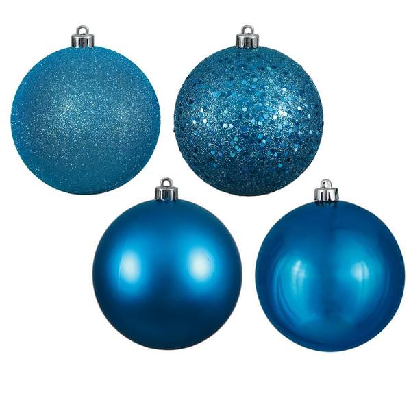 4.75" Turquoise 4 Finish Ball Ornament (4 pack)