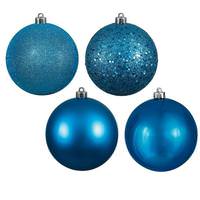 View 4.75" Turquoise 4 Finish Ball Ornament (4 pack)