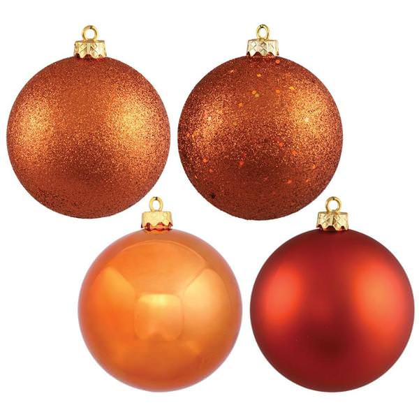 4.75" Burnished Orange 4 Finish Ball Ornament (4 pack)