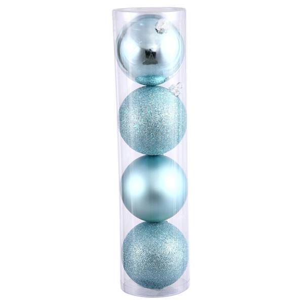 4.75" Baby Blue 4 Finish Ball Ornament (4 pack)