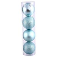 Vickerman 4.75" Baby Blue 4 Finish Ball Ornament (4 pack)