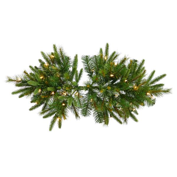 36" Artificial Cashmere Pine Swag Garland Battery Operated 30 Warm White Italian LED Lights