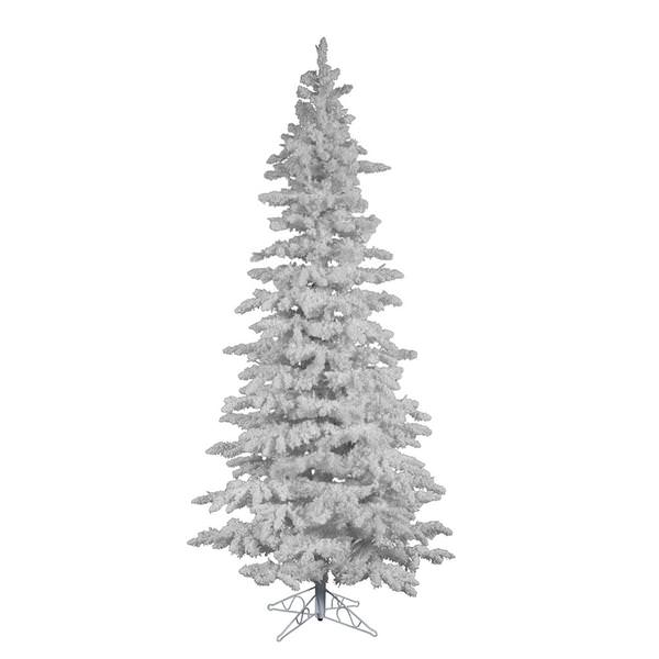 6.5' x 39" Artificial Flocked White Spruce Slim