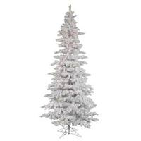 Vickerman 6.5' X 39" Flocked White Slim 300 Warm White Italian LED Lights