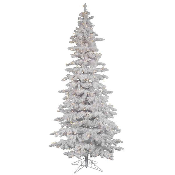 10' x 55" Artificial Flocked White Slim 650 Warm White Italian LED Lights
