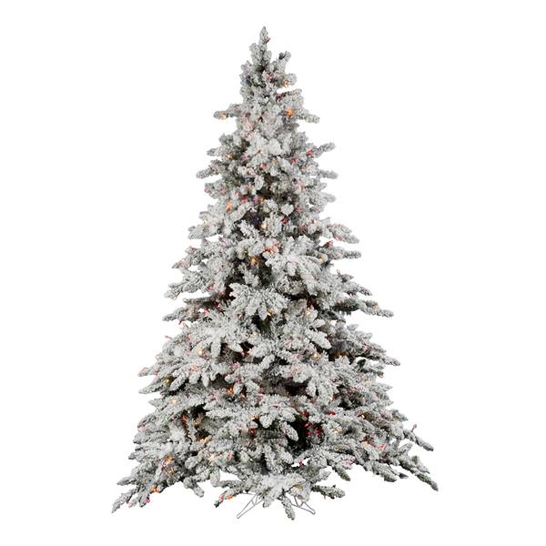 6.5' x 59" Artificial Flocked Utica Fir 600 Multi-Color DuraLit Miniature Lights