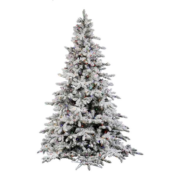 6.5' x 59" Artificial Flocked Utica Fir 550 Multi-Color Italian LED Lights